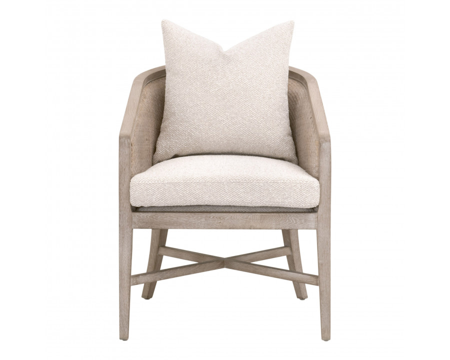 Essentials - McGuire Arm Chair in LiveSmart Gellar-Linen, Natural Gray Oak/Cane