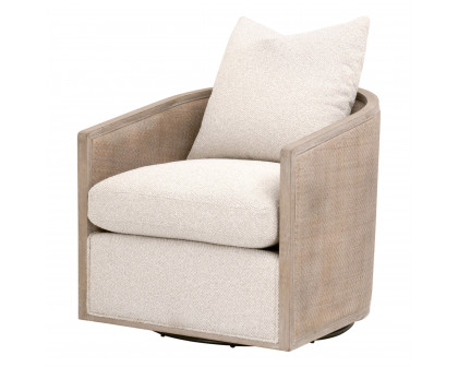 Essentials™ McGuire Swivel Club Chair - LiveSmart Gellar-Linen, Natural Gray Oak/Cane