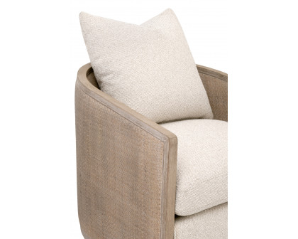 Essentials™ McGuire Swivel Club Chair - LiveSmart Gellar-Linen, Natural Gray Oak/Cane