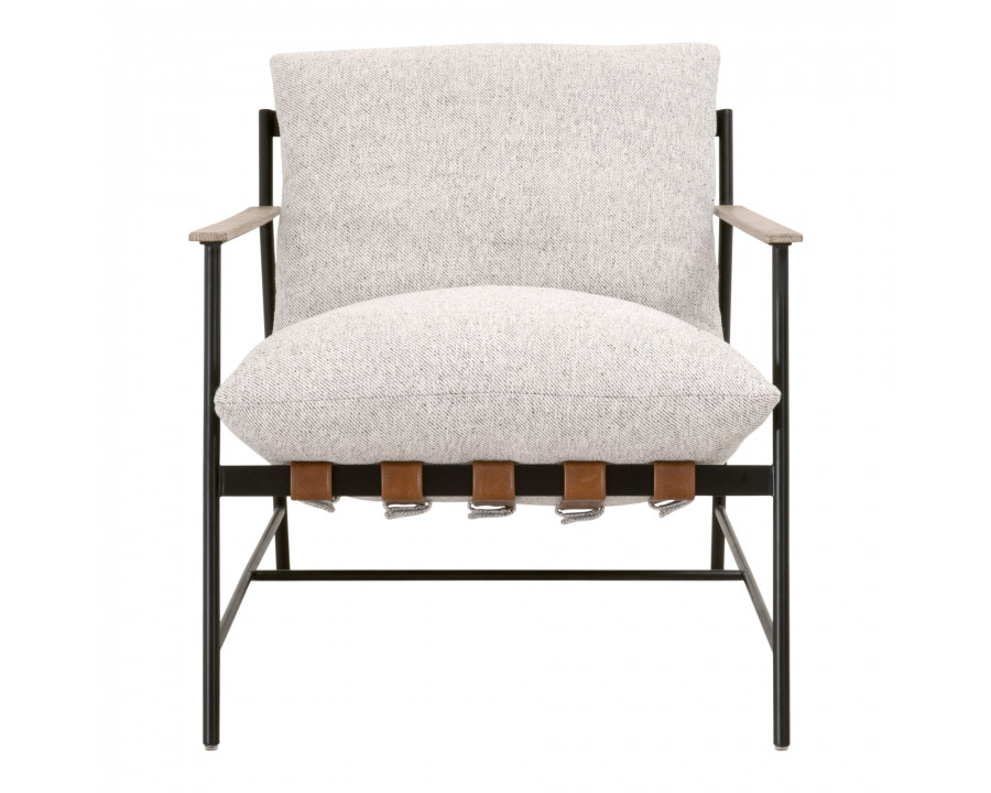 Essentials - Brando Club Chair in Howell Natural, Chestnut Top Grain Leather, Natural Gray Oak, Black Iron