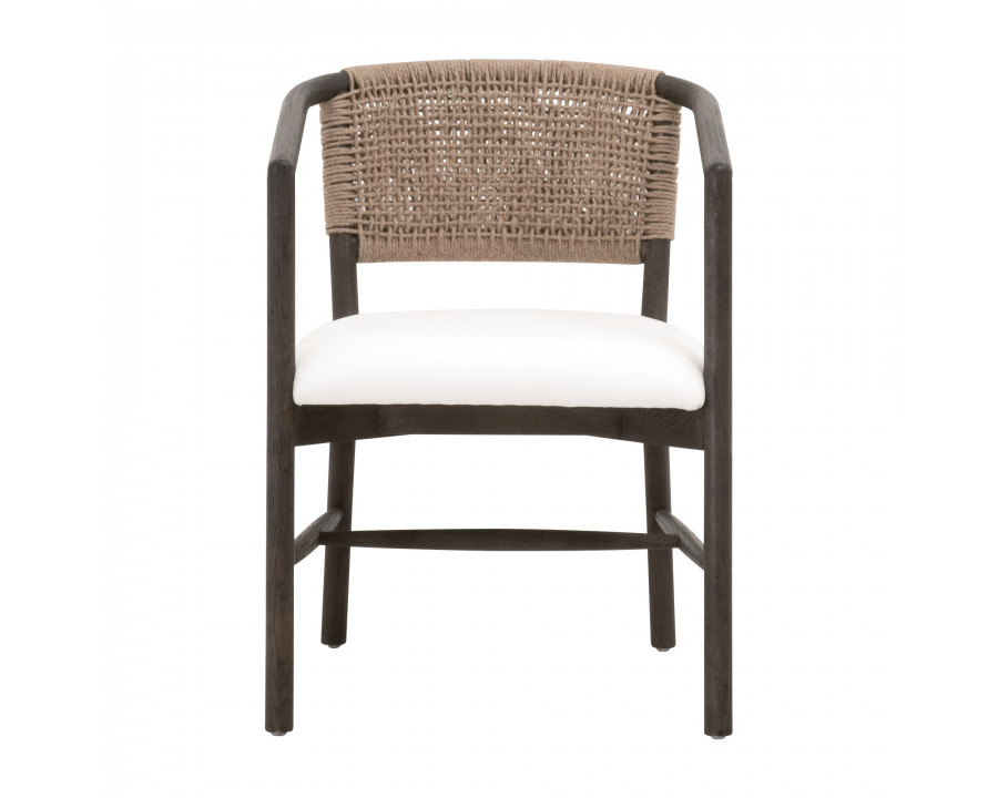 Essentials - Juxtaposition Accent Chair in LiveSmart Peyton-Pearl, Matte Brown Oak, Jute Twine