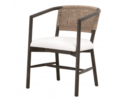 Essentials - Juxtaposition Accent Chair in LiveSmart Peyton-Pearl, Matte Brown Oak, Jute Twine