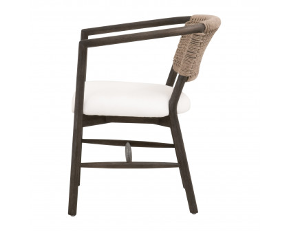 Essentials - Juxtaposition Accent Chair in LiveSmart Peyton-Pearl, Matte Brown Oak, Jute Twine