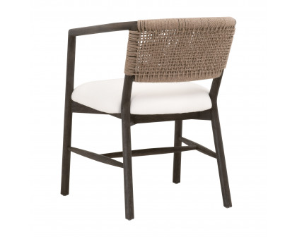 Essentials - Juxtaposition Accent Chair in LiveSmart Peyton-Pearl, Matte Brown Oak, Jute Twine