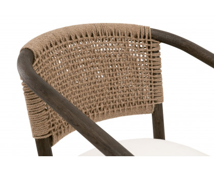 Essentials - Juxtaposition Accent Chair in LiveSmart Peyton-Pearl, Matte Brown Oak, Jute Twine