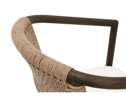 Essentials - Juxtaposition Accent Chair in LiveSmart Peyton-Pearl, Matte Brown Oak, Jute Twine