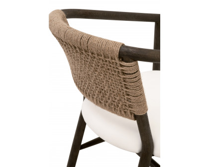 Essentials - Juxtaposition Accent Chair in LiveSmart Peyton-Pearl, Matte Brown Oak, Jute Twine