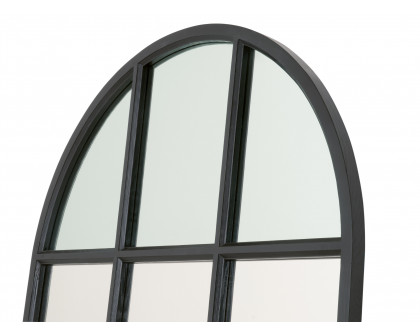 Essentials - Grid Arched Mirror in Matte Black Oak