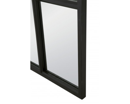 Essentials - Grid Arched Mirror in Matte Black Oak