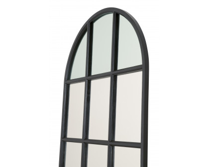 Essentials - Grid Arched Mirror in Matte Black Oak