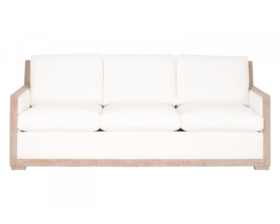 Essentials - Manhattan 85" Wood Trim Sofa in LiveSmart Peyton Pearl Natural Gray