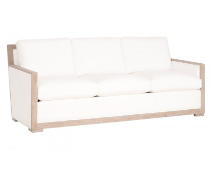 Essentials - Manhattan 85" Wood Trim Sofa in LiveSmart Peyton Pearl Natural Gray