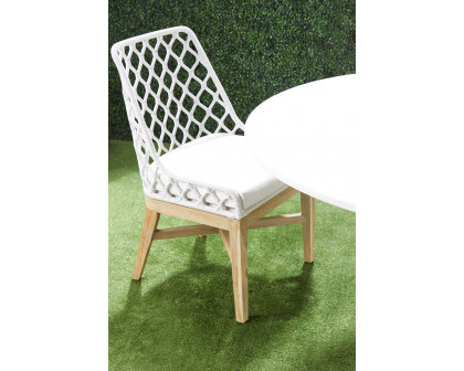 Essentials - Woven Lattis Outdoor Dining Chair in White Speckle