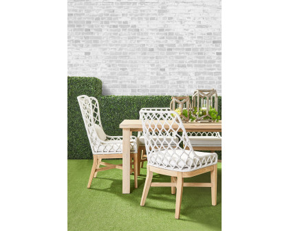 Essentials - Woven Lattis Outdoor Dining Chair in White Speckle