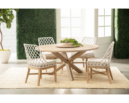 Essentials - Woven Lattis Outdoor Dining Chair in White Speckle