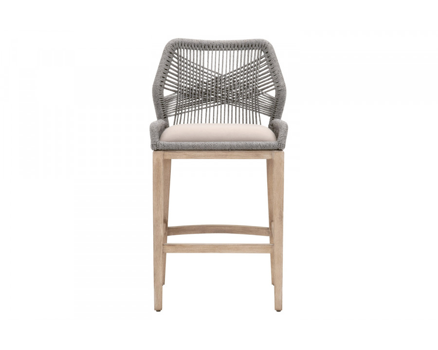 Essentials Woven Loom Barstool - Platinum Natural Gray Reinforced