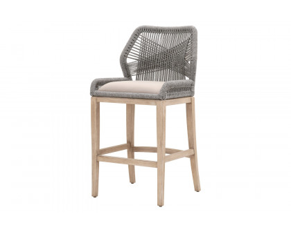 Essentials Woven Loom Barstool - Platinum Natural Gray Reinforced