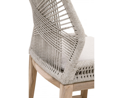 Essentials Woven Loom Outdoor Barstool - Taupe White Gray Teak