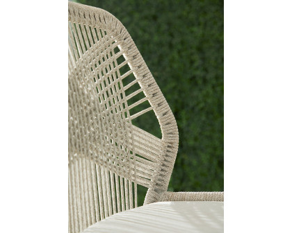 Essentials Woven Loom Outdoor Barstool - Taupe White Gray Teak