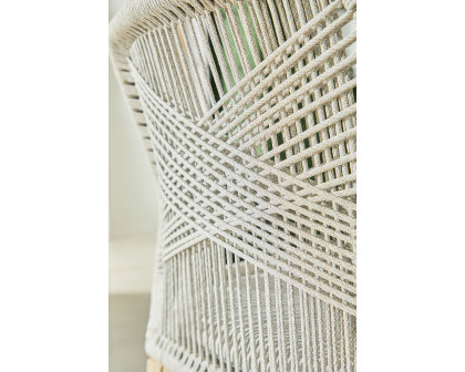 Essentials Woven Loom Outdoor Barstool - Taupe White Gray Teak