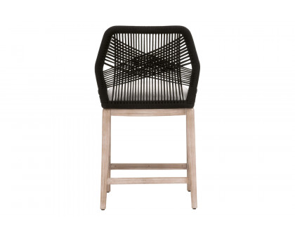 Essentials Woven Loom Limited Edition Counter Stool - Black Rope White Speckle Natural Gray