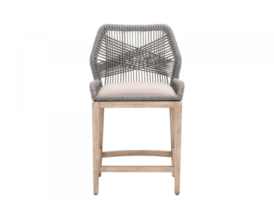 Essentials Woven Loom Counter Stool - Platinum Natural Gray Reinforced