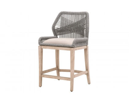 Essentials Woven Loom Counter Stool - Platinum Natural Gray Reinforced