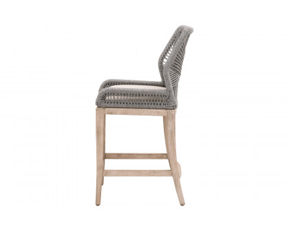 Essentials Woven Loom Counter Stool - Platinum Natural Gray Reinforced