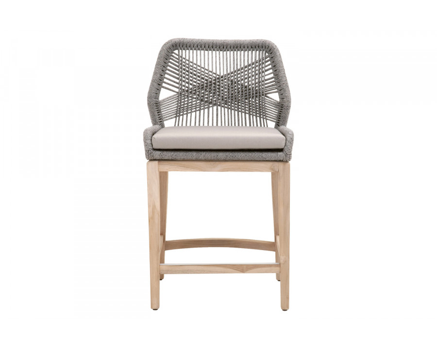 Essentials Woven Loom Outdoor Counter Stool - Platinum Reinforced