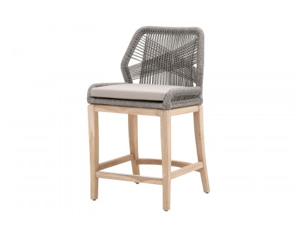 Essentials Woven Loom Outdoor Counter Stool - Platinum Reinforced