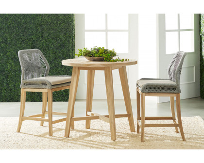 Essentials Woven Loom Outdoor Counter Stool - Platinum Reinforced