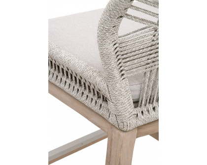 Essentials Woven Loom Outdoor Counter Stool - Taupe White Gray Teak