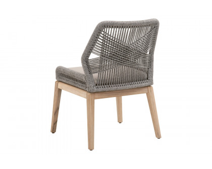 Essentials Woven Loom Outdoor Dining Chair, Set of 2 - Platinum Gray Teak