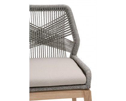 Essentials Woven Loom Outdoor Dining Chair, Set of 2 - Platinum Gray Teak