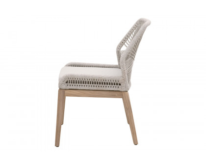 Essentials Woven Loom Outdoor Dining Chair, Set of 2 - Taupe White Gray Teak