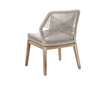 Essentials Woven Loom Outdoor Dining Chair, Set of 2 - Taupe White Gray Teak