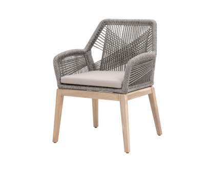 Essentials Woven Loom Outdoor Arm Chair, Set of 2 - Platinum Gray Teak