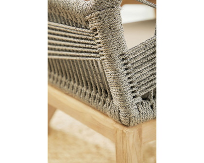 Essentials Woven Loom Outdoor Arm Chair, Set of 2 - Platinum Gray Teak