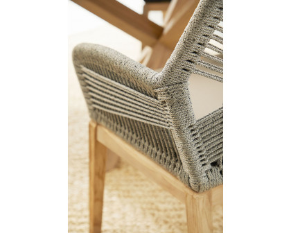 Essentials Woven Loom Outdoor Arm Chair, Set of 2 - Platinum Gray Teak