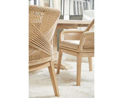 Essentials Woven Loom Arm Chair, Set of 2 - Sand Natural Gray Fixed Cushion