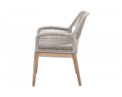 Essentials Woven Loom Outdoor Arm Chair, Set of 2 - Taupe White Gray Teak