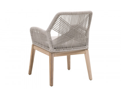 Essentials Woven Loom Outdoor Arm Chair, Set of 2 - Taupe White Gray Teak