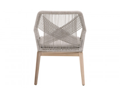 Essentials Woven Loom Outdoor Arm Chair, Set of 2 - Taupe White Gray Teak