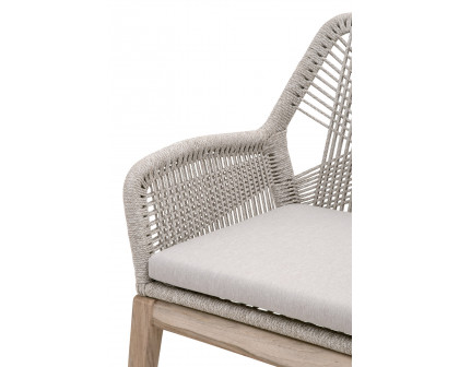 Essentials Woven Loom Outdoor Arm Chair, Set of 2 - Taupe White Gray Teak