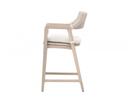 Essentials Woven Lucia Outdoor Counter Stool - Pure White Synthetic Loom