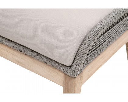 Essentials Woven Loom Outdoor Footstool - Platinum and Gray Teak Reinforced