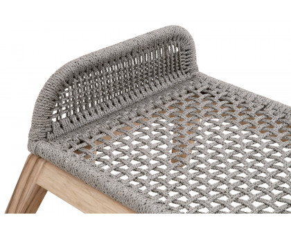 Essentials Woven Loom Outdoor Footstool - Platinum and Gray Teak Reinforced