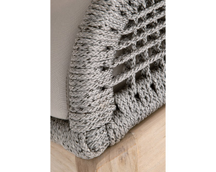 Essentials Woven Loom Outdoor Footstool - Platinum and Gray Teak Reinforced