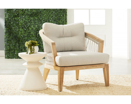 Essentials - Woven Web Outdoor Club Chair in Taupe White