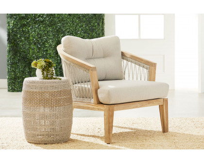 Essentials - Woven Web Outdoor Club Chair in Taupe White